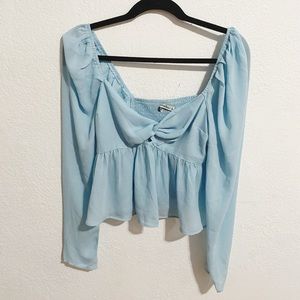 NWOT Abercrombie and fitch babydoll long sleeve sheer twist top size small